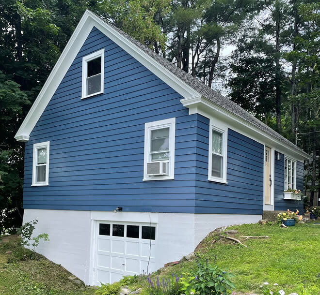 Completed exterior of a single family home.