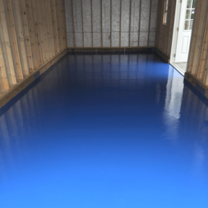 Finished floor in blue.